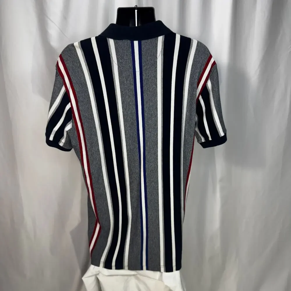 Chaps Ralph Lauren Polo Shirt Men's L Striped Crest Logo Cotton Preppy Golf